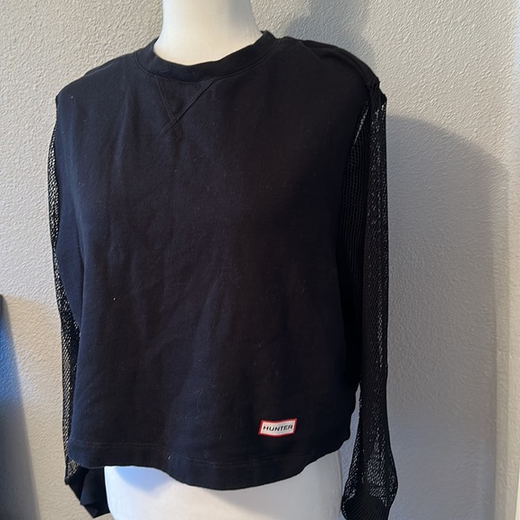 HUNTER for TARGET Women's Black Mesh Long Sleeve Sweatshirt - Size Large - Picture 4 of 8